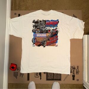 Gildan White Men's Tee with Racing Graphic